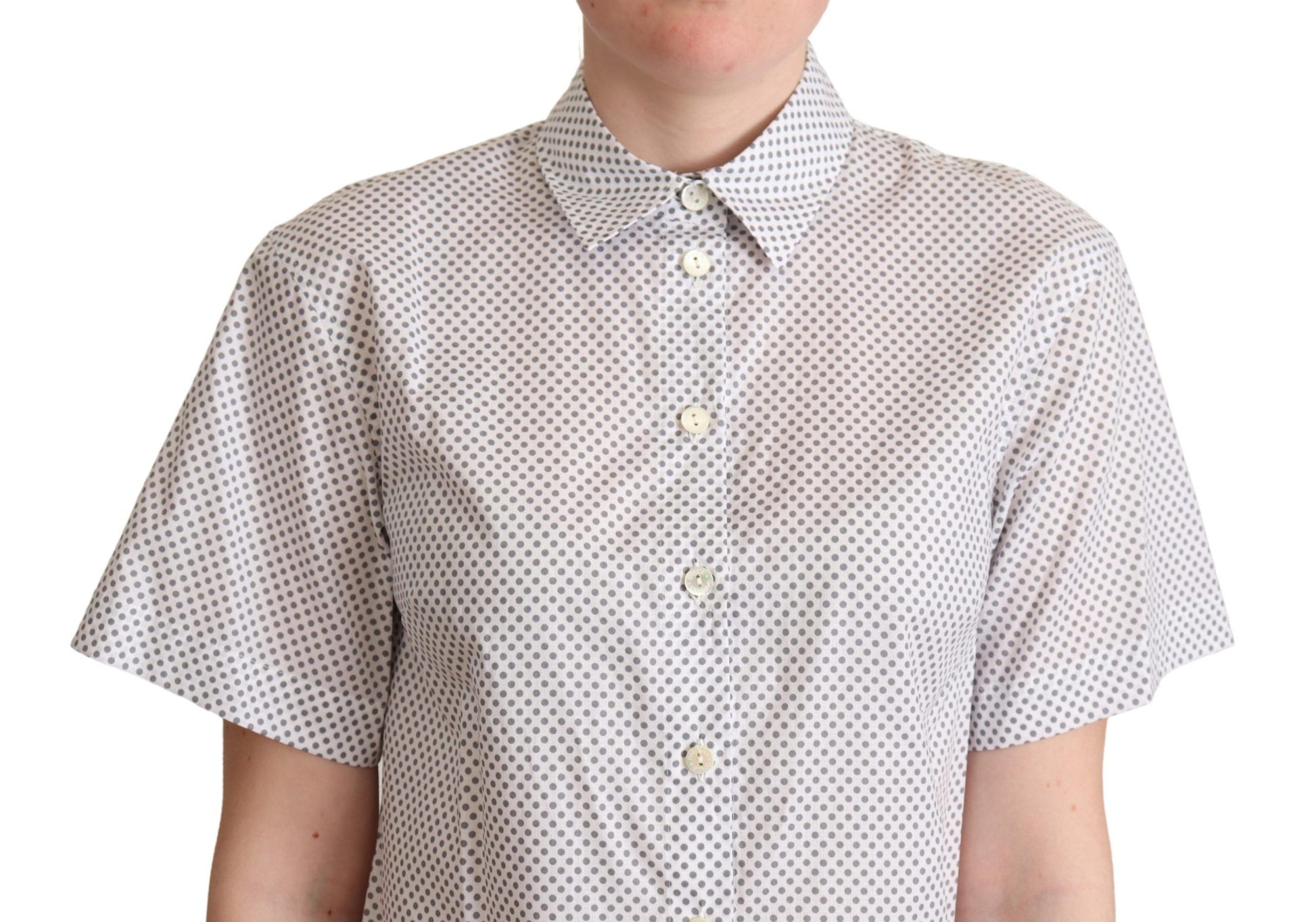 Dolce & Gabbana Chic Gray Polka Dot Short Sleeve Polo - ACCEXO