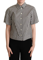 Dolce & Gabbana Elegant Black and White Patterned Cotton Polo - ACCEXO