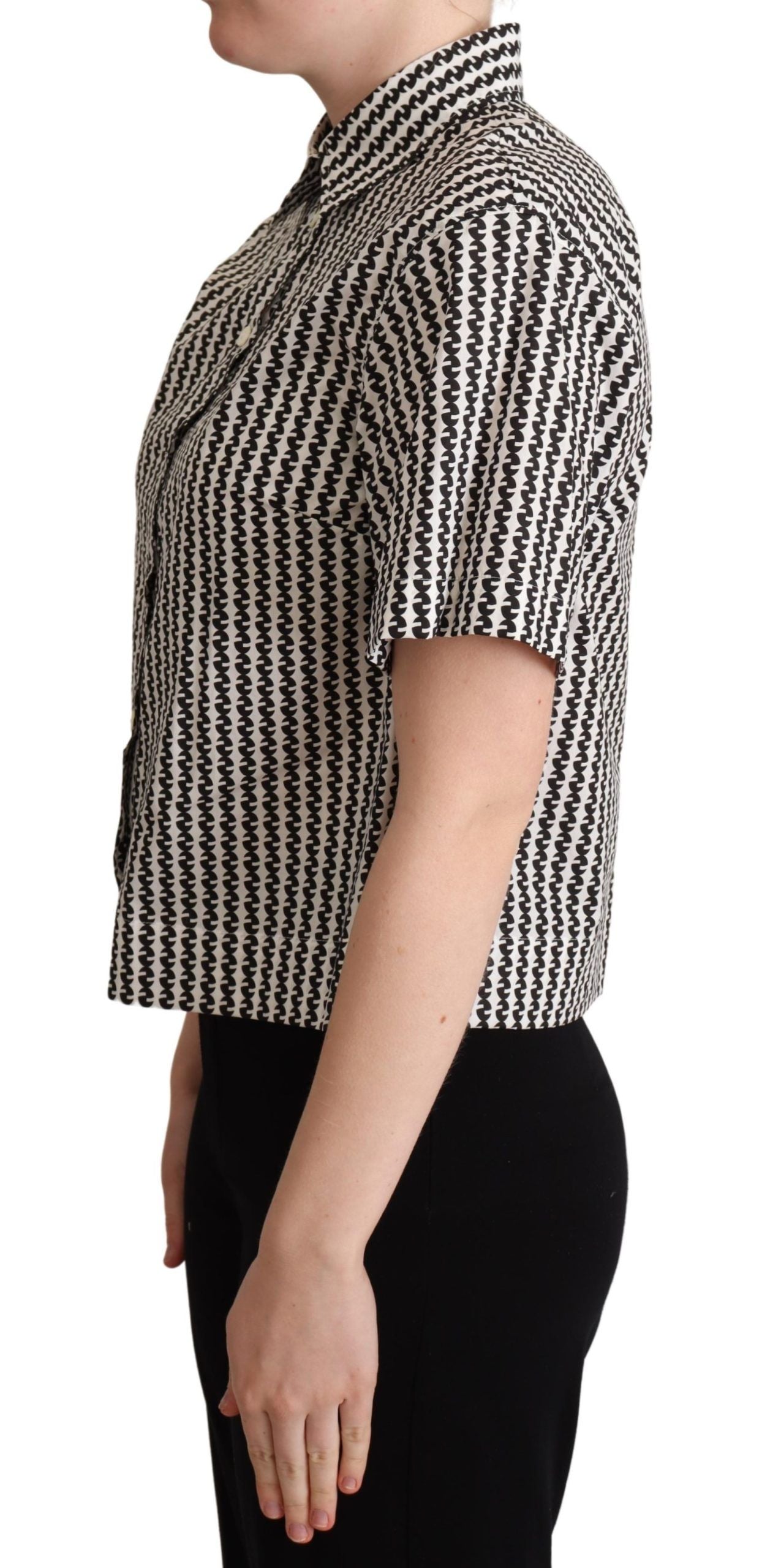 Dolce & Gabbana Elegant Black and White Patterned Cotton Polo - ACCEXO