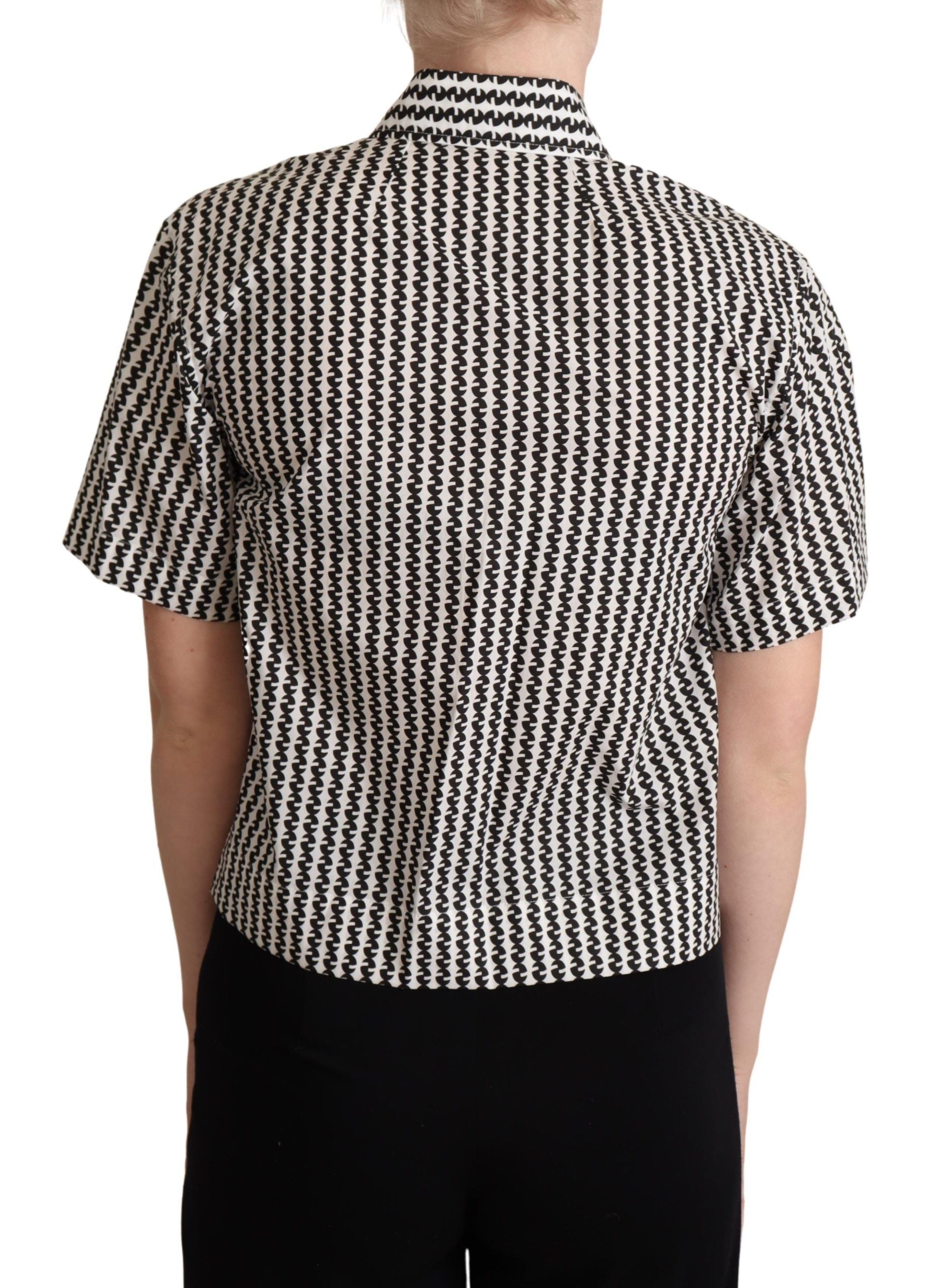 Dolce & Gabbana Elegant Black and White Patterned Cotton Polo - ACCEXO