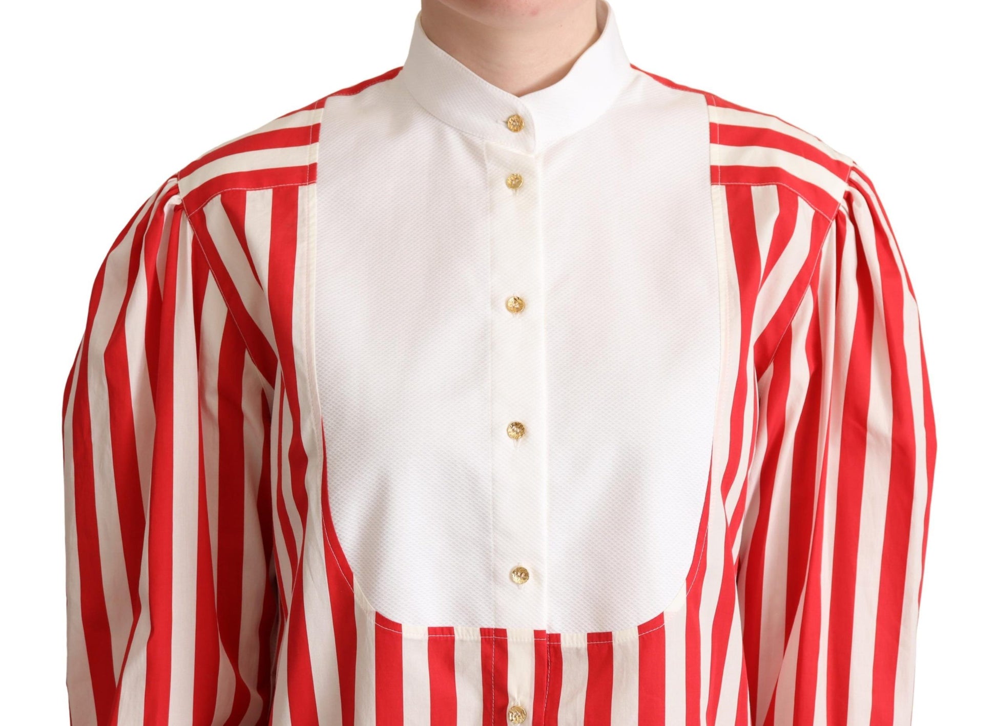 Dolce & Gabbana Elegant Red and White Stripe Cotton Polo Top - ACCEXO