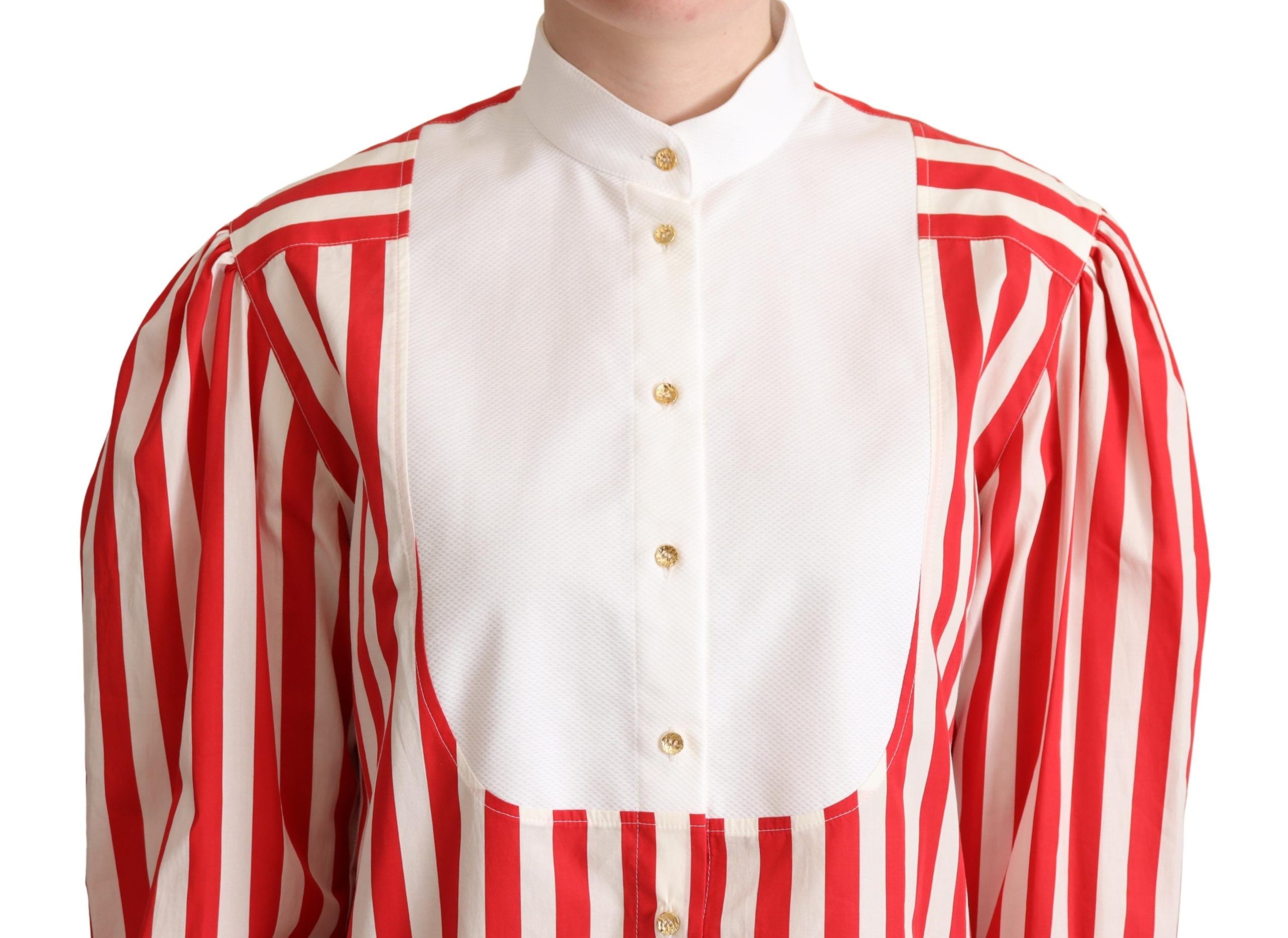 Dolce & Gabbana Elegant Red and White Stripe Cotton Polo Top - ACCEXO