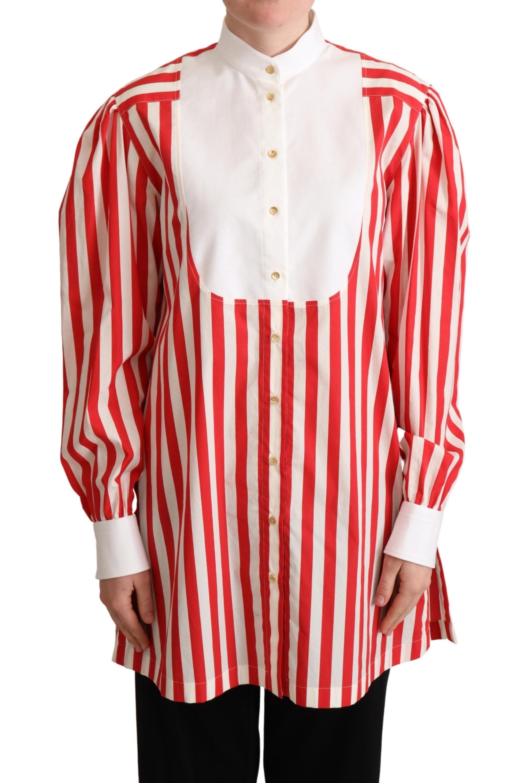 Dolce & Gabbana Elegant Red and White Stripe Cotton Polo Top - ACCEXO