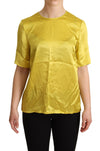 Dolce & Gabbana Elegant Silk Short Sleeve Blouse Top - Yellow