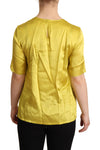 Dolce & Gabbana Elegant Silk Short Sleeve Blouse Top - Yellow