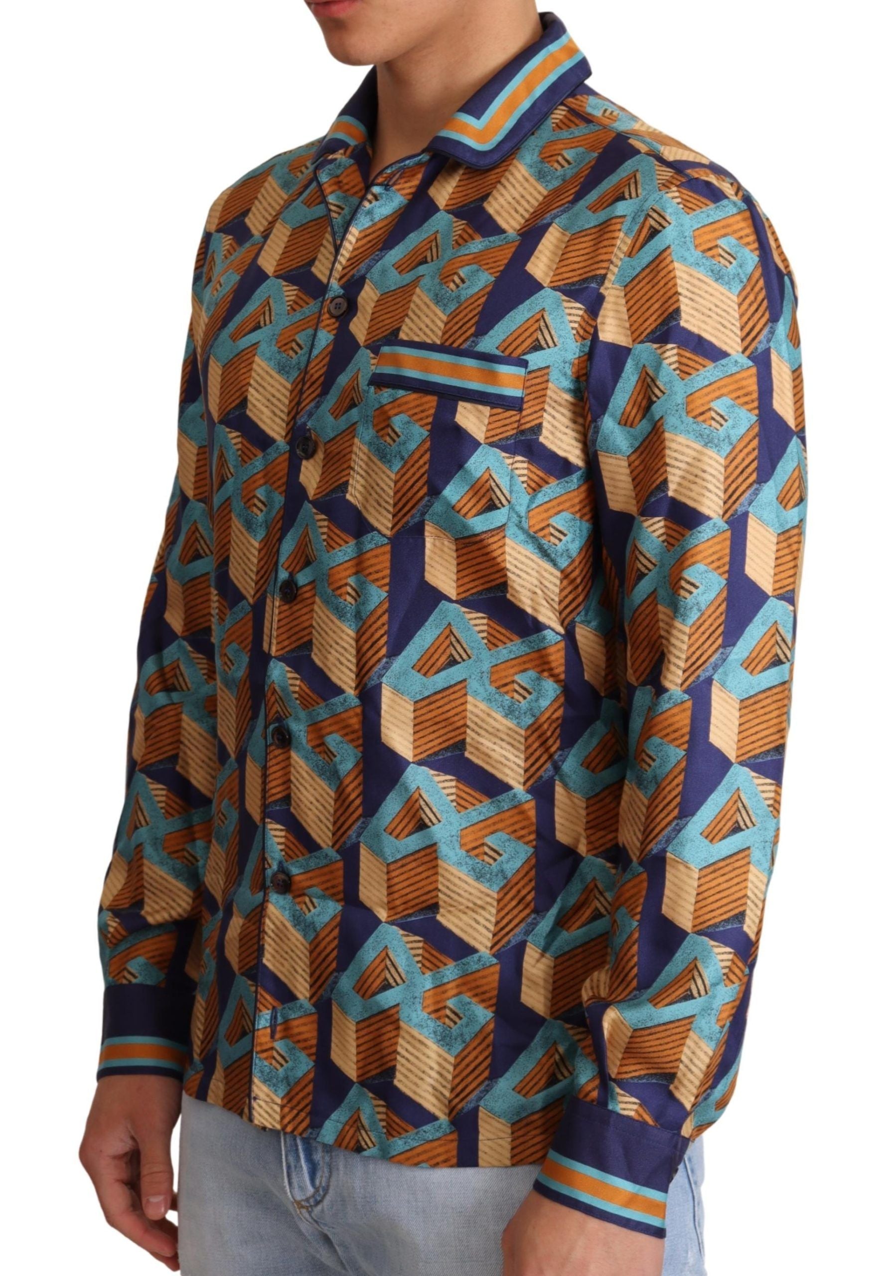 Dolce & Gabbana Elegant Silk Casual Shirt with DG Logo - ACCEXO