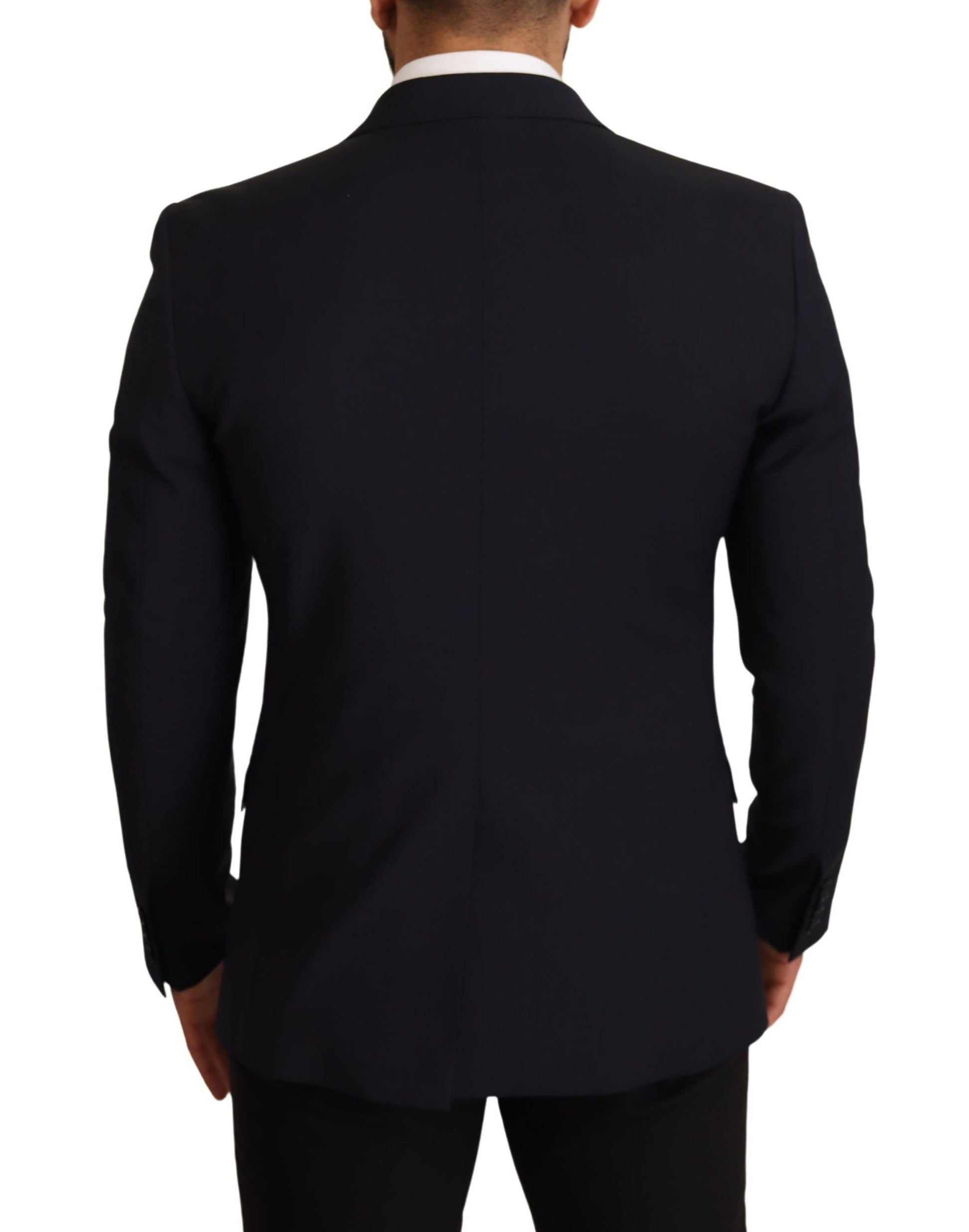 Dolce & Gabbana Elegant Dark Blue Wool Blend Martini Suit - ACCEXO