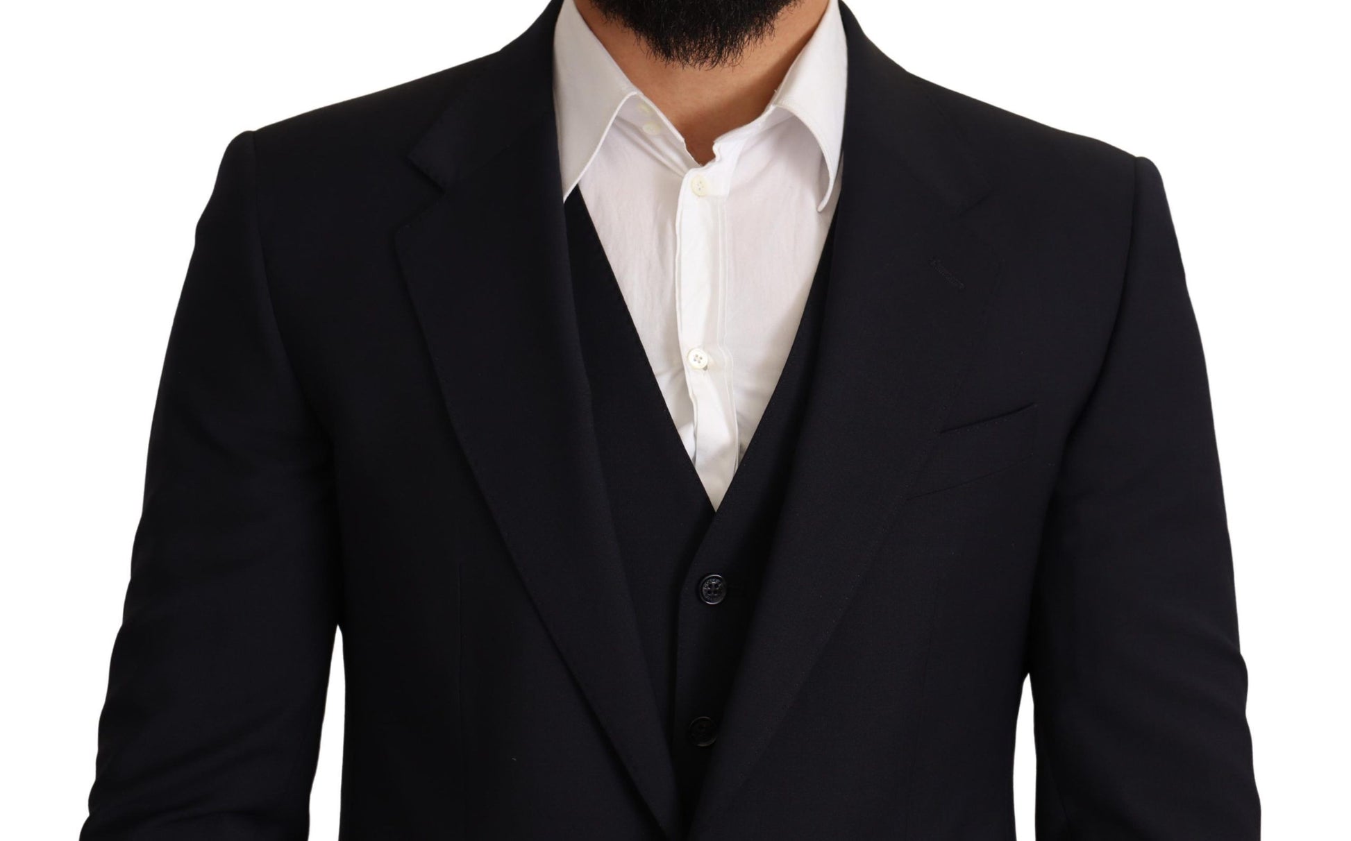 Dolce & Gabbana Elegant Dark Blue Wool Blend Martini Suit - ACCEXO