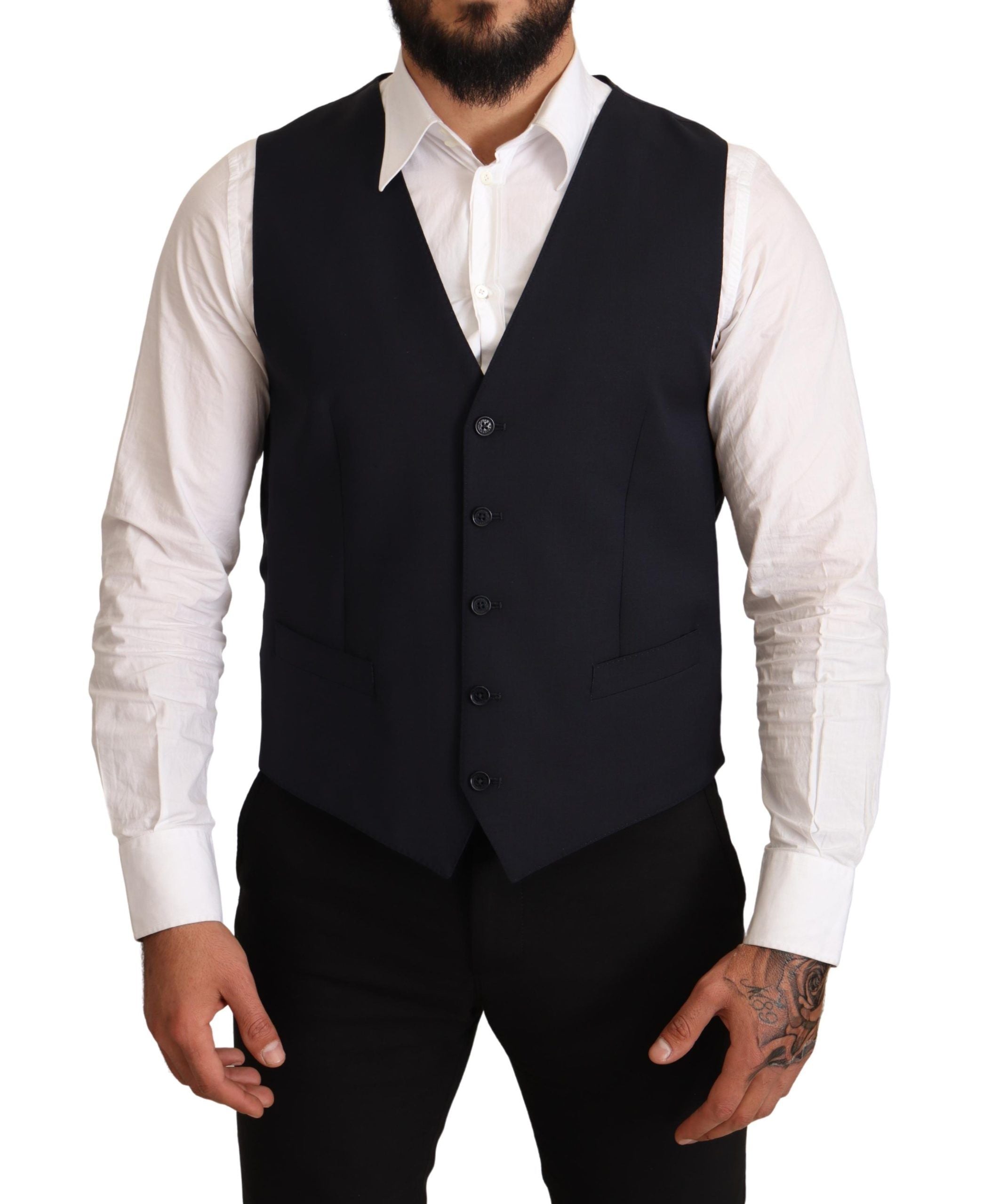 Dolce & Gabbana Elegant Dark Blue Wool Blend Martini Suit - ACCEXO