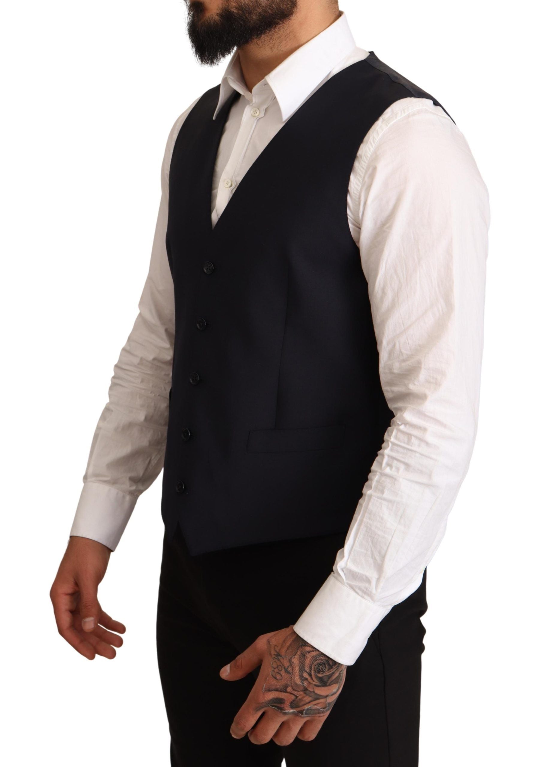 Dolce & Gabbana Elegant Dark Blue Wool Blend Martini Suit - ACCEXO