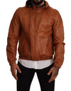 Dolce & Gabbana Elegant Brown Leather Bomber Jacket