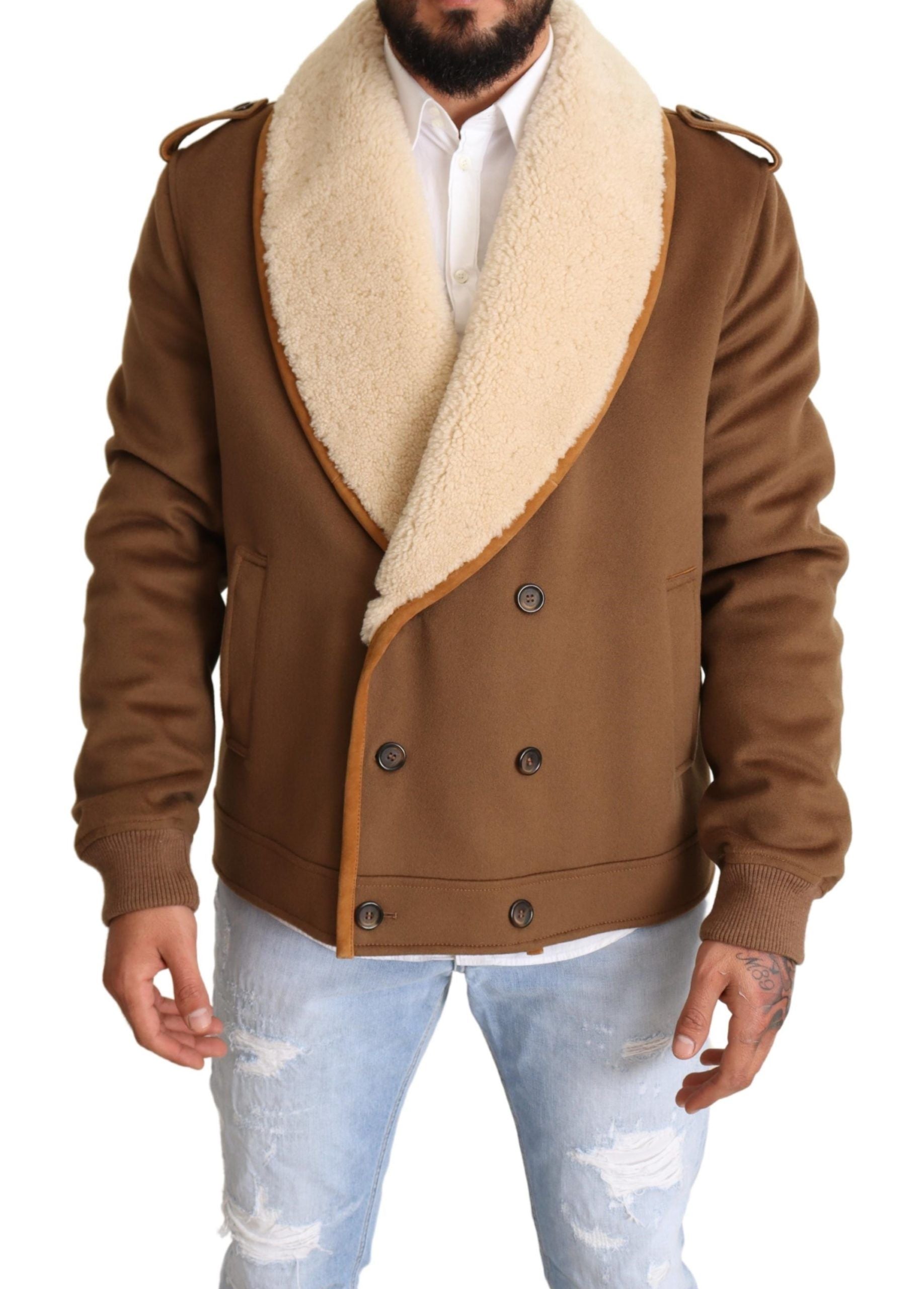 Dolce & Gabbana Elegant Double Breasted Shearling Jacket - ACCEXO