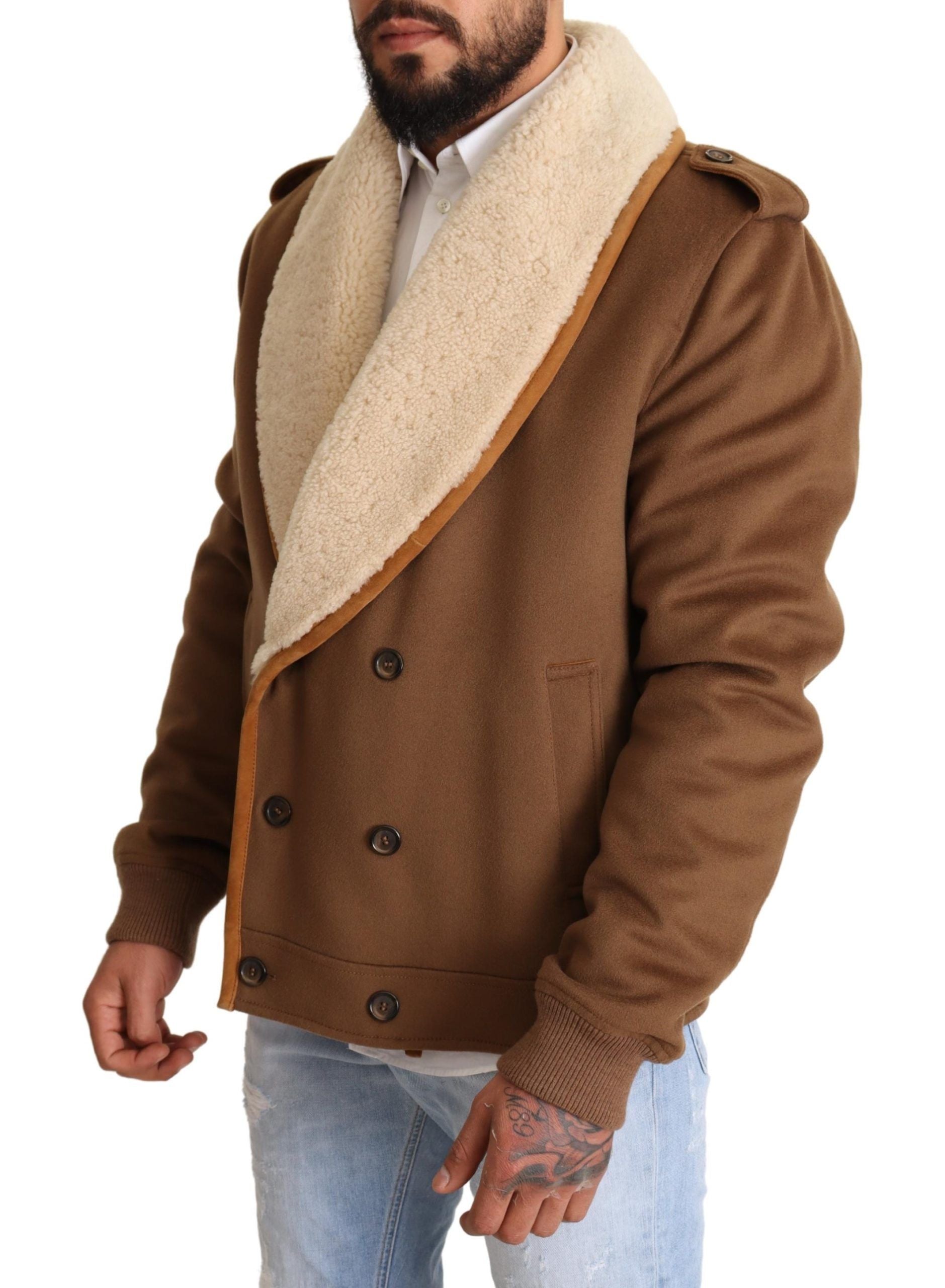 Dolce & Gabbana Elegant Double Breasted Shearling Jacket - ACCEXO