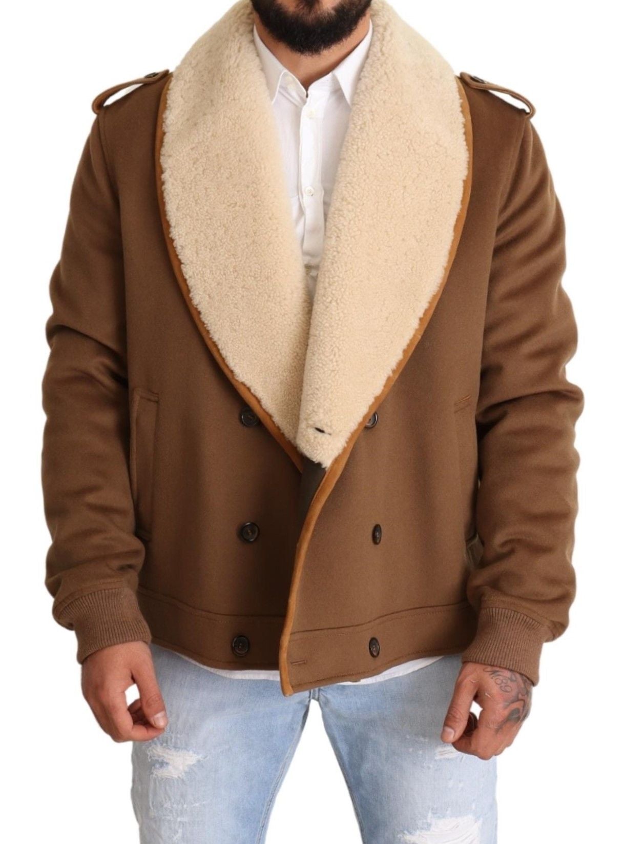 Dolce & Gabbana Elegant Double Breasted Shearling Jacket - ACCEXO