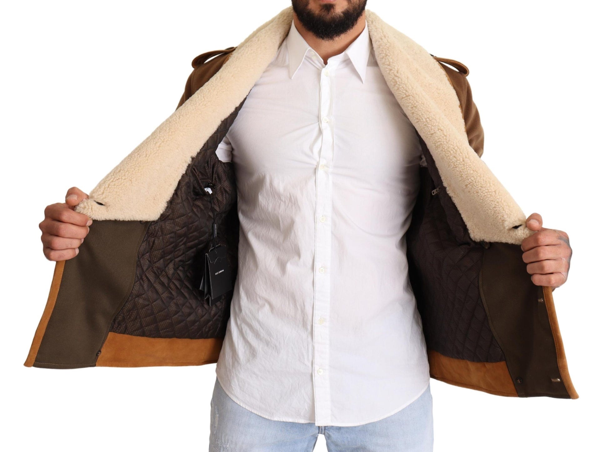 Dolce & Gabbana Elegant Double Breasted Shearling Jacket - ACCEXO