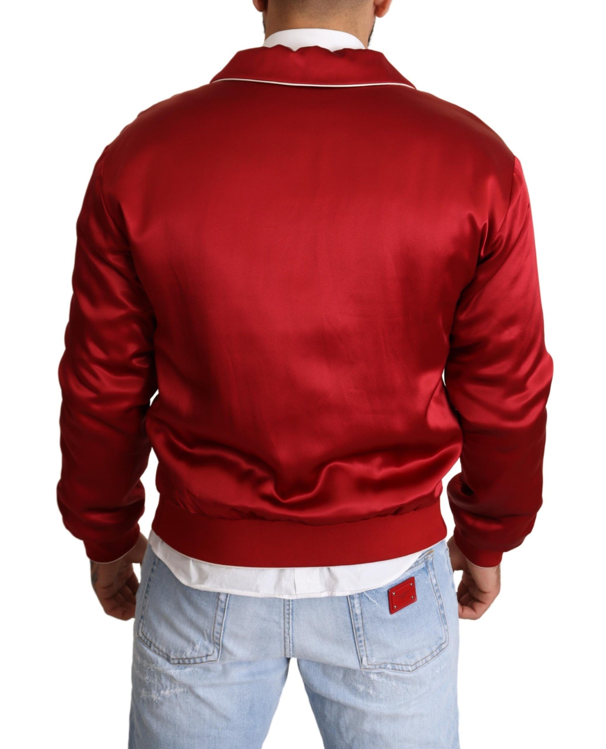 Dolce & Gabbana Sumptuous Silk Red Bomber Jacket - ACCEXO