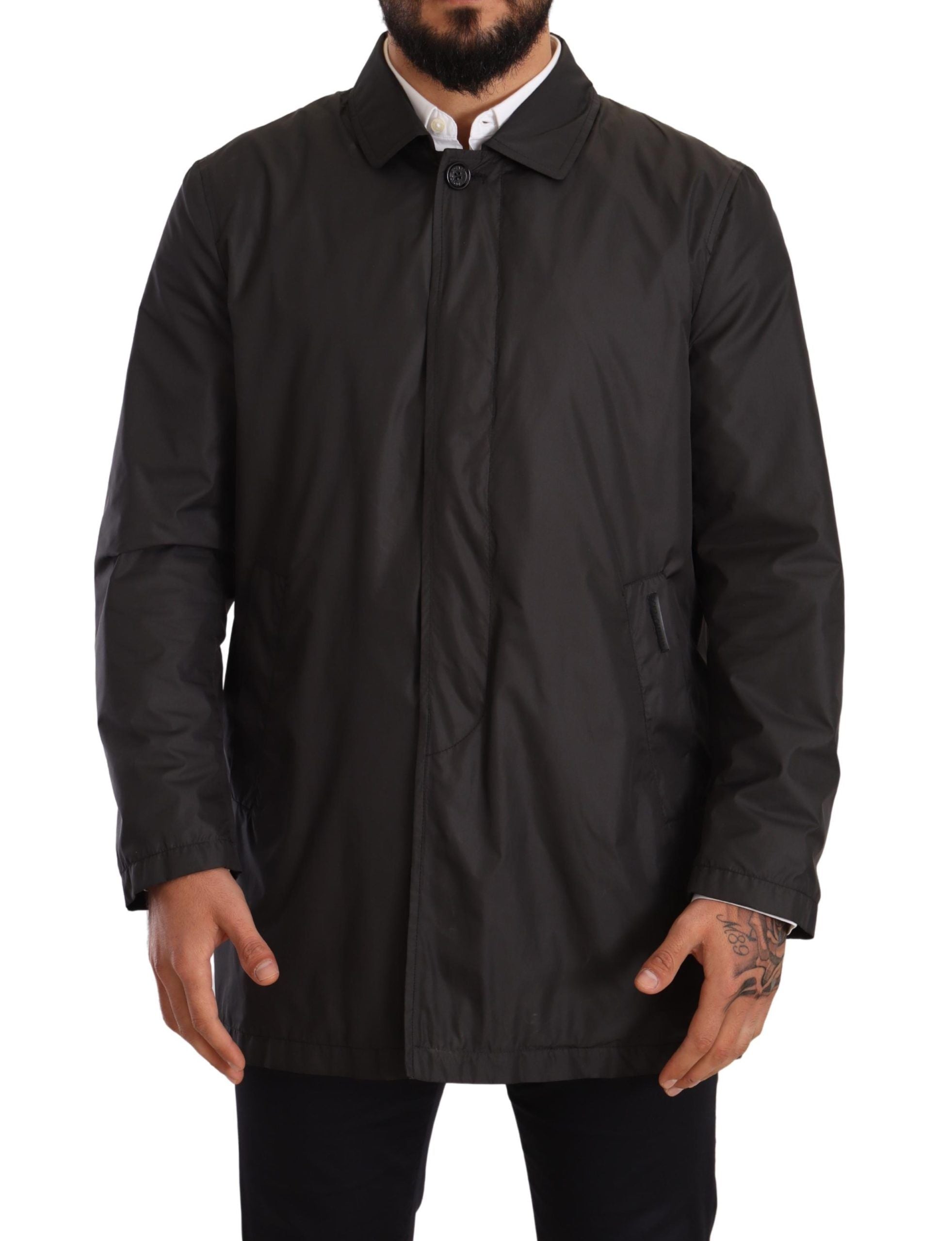 Dolce & Gabbana Elegant Black Trench Coat for Sophisticated Men - ACCEXO