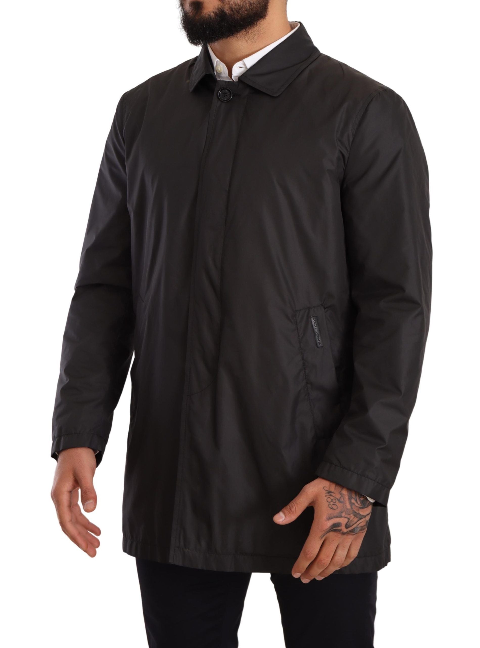 Dolce & Gabbana Elegant Black Trench Coat for Sophisticated Men - ACCEXO