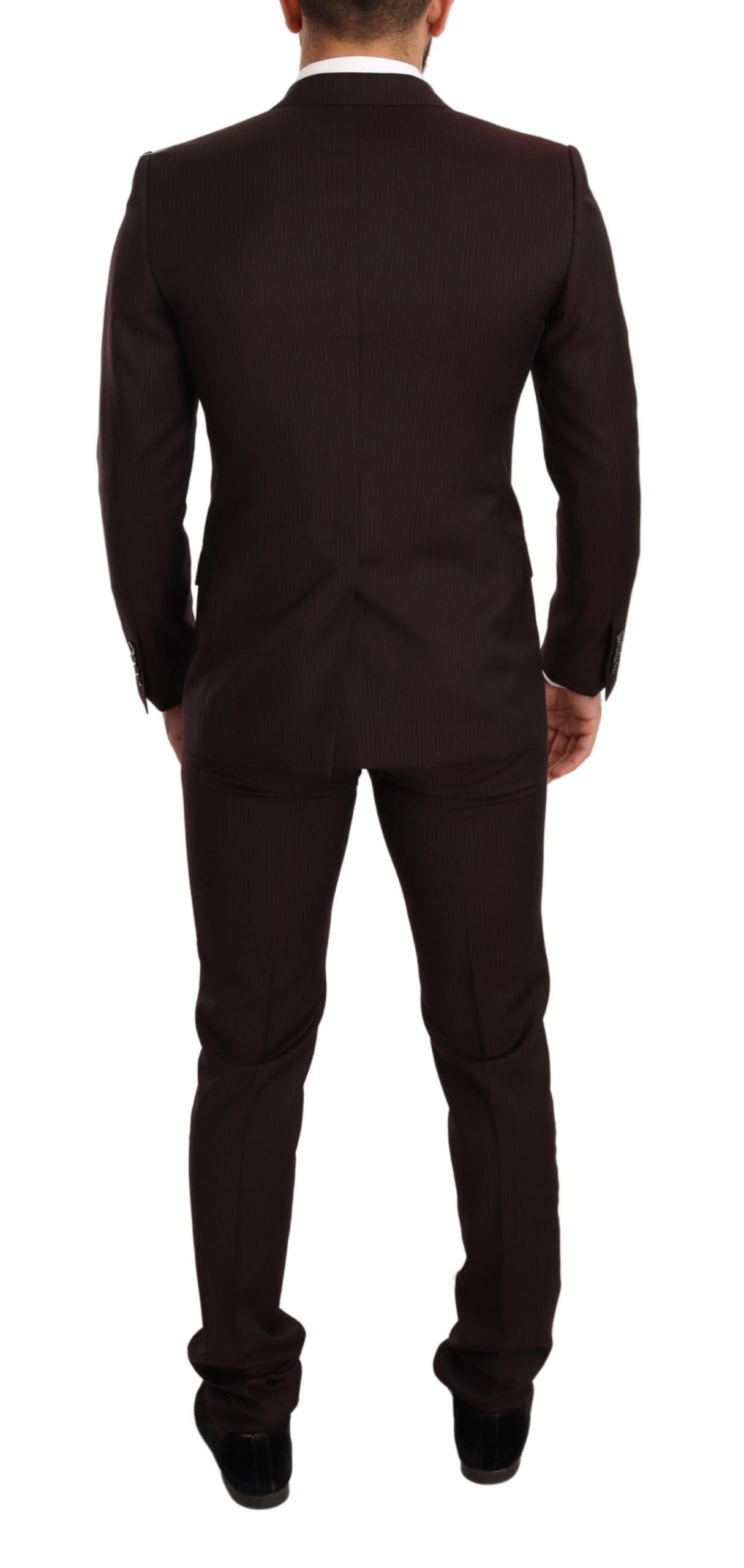 Dolce & Gabbana Elegant Bordeaux Striped Martini Suit - ACCEXO