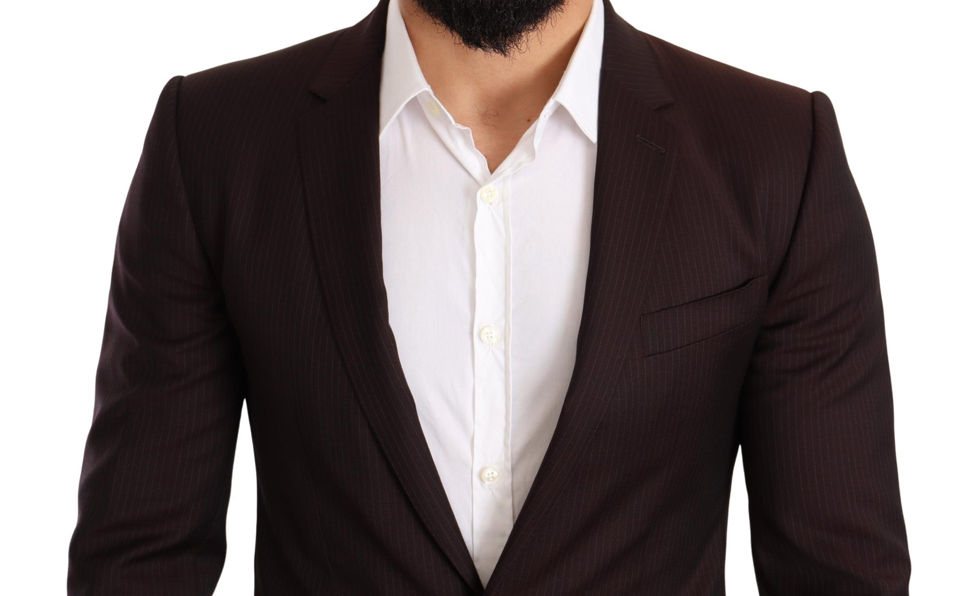 Dolce & Gabbana Elegant Bordeaux Striped Martini Suit - ACCEXO
