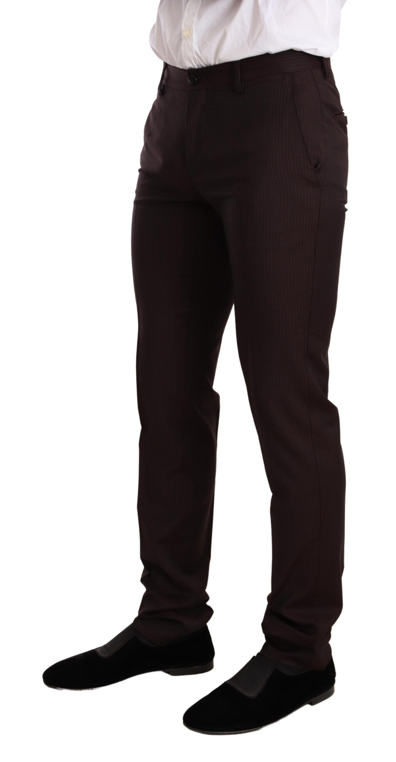 Dolce & Gabbana Elegant Bordeaux Striped Martini Suit - ACCEXO