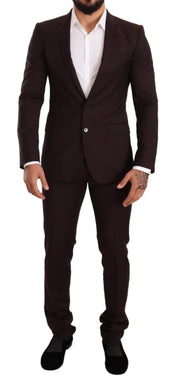Dolce & Gabbana Elegant Bordeaux Striped Martini Suit - ACCEXO