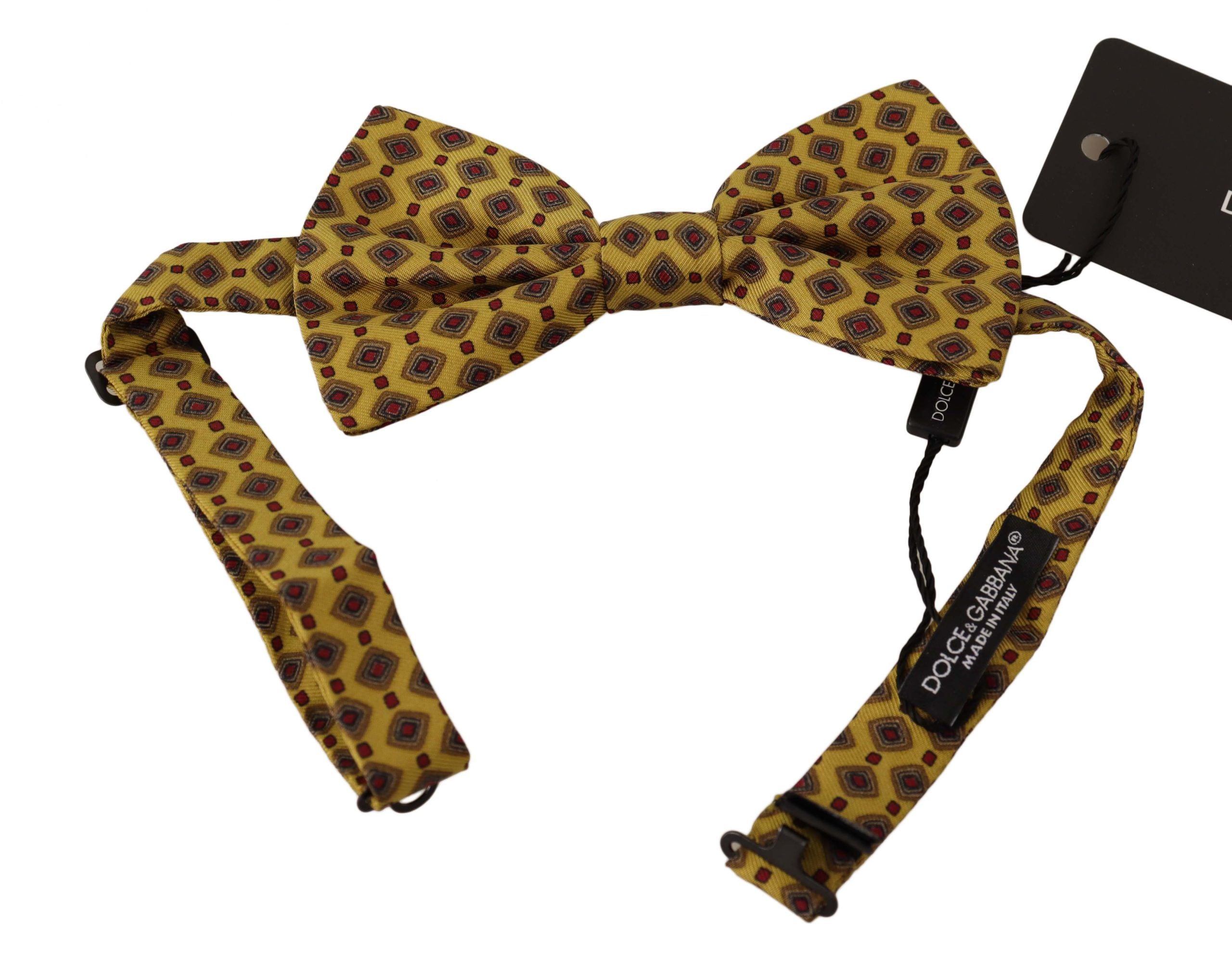 Dolce & Gabbana Elegant Yellow Silk Bow Tie - ACCEXO