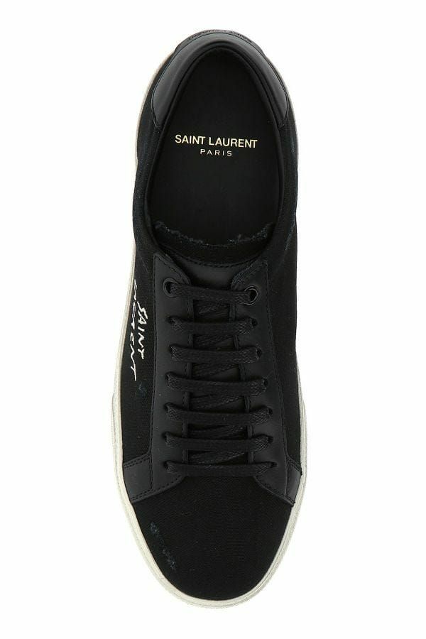 Saint Laurent Sleek Black Canvas & Leather Low-Top Sneakers - ACCEXO