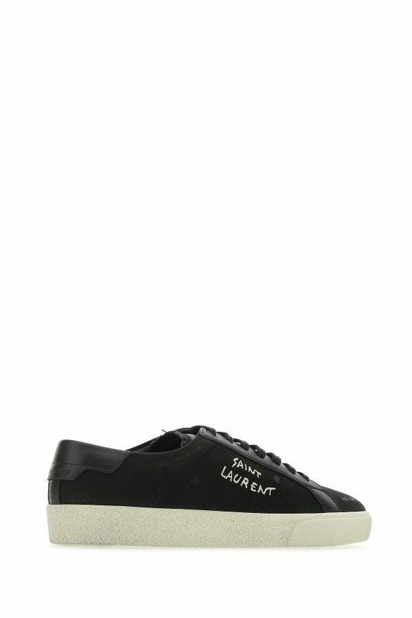 Saint Laurent Sleek Black Canvas & Leather Low-Top Sneakers - ACCEXO