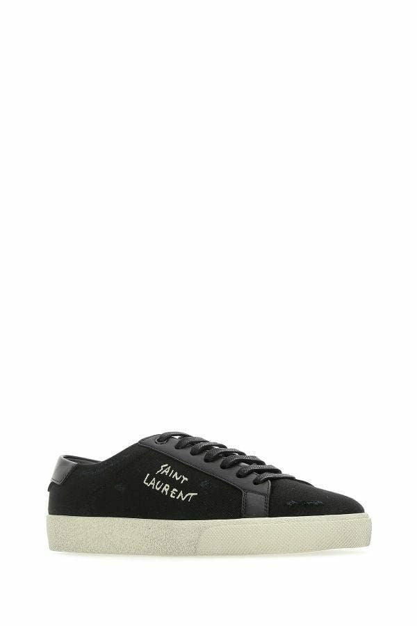 Saint Laurent Sleek Black Canvas & Leather Low-Top Sneakers - ACCEXO