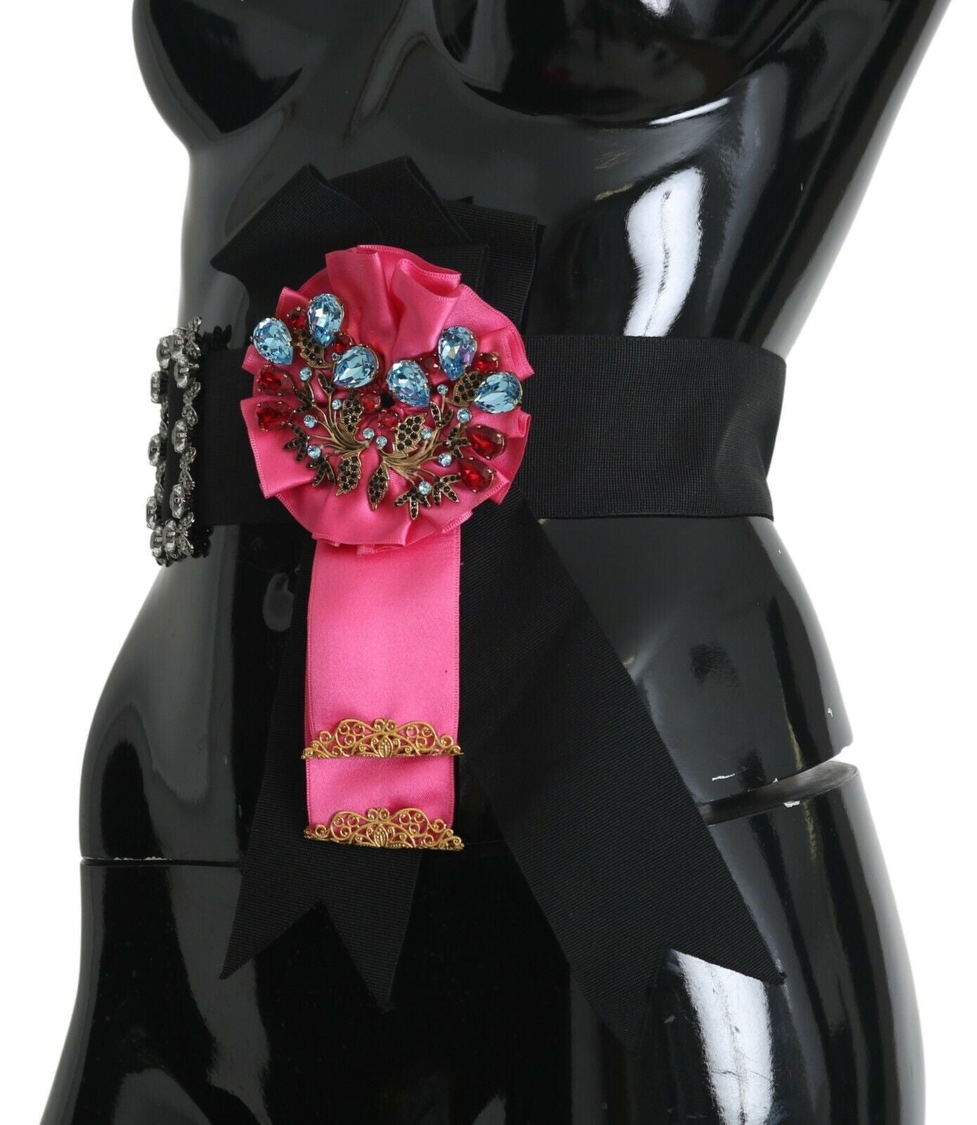 Dolce & Gabbana Elegant Floral Crystal Ribbon Waist Belt - ACCEXO
