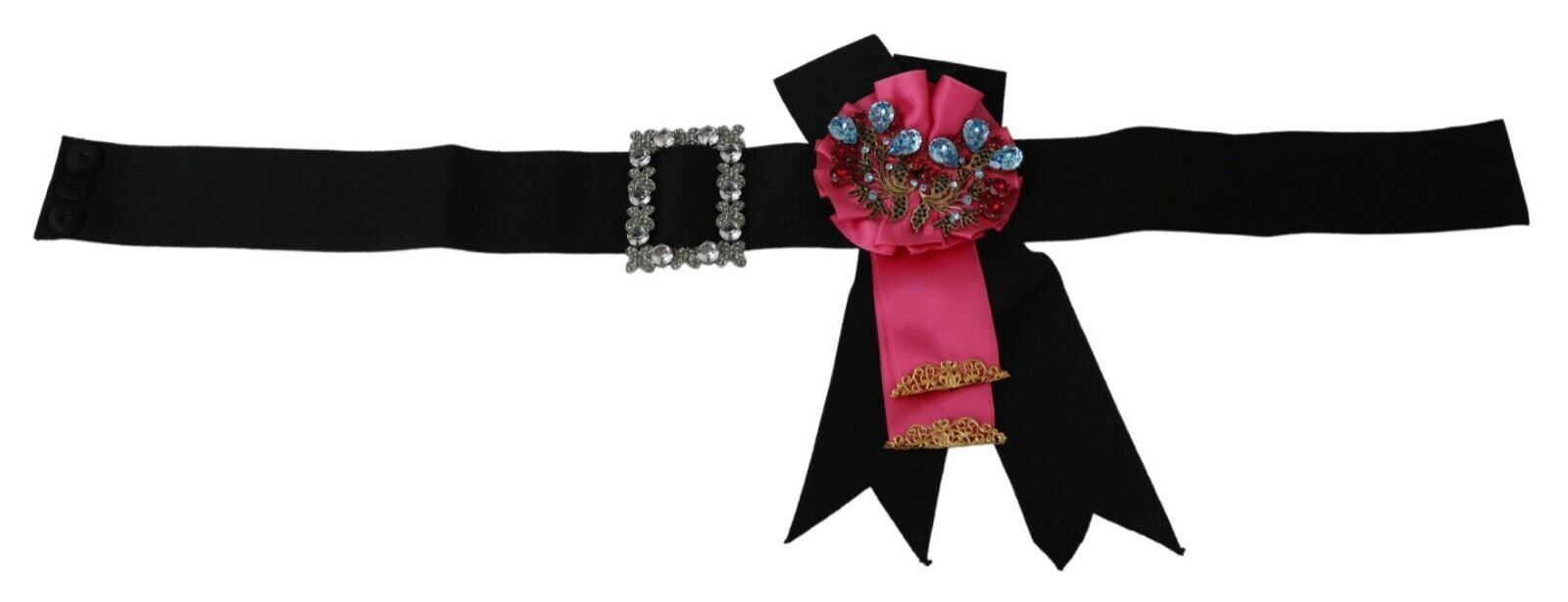 Dolce & Gabbana Elegant Floral Crystal Ribbon Waist Belt - ACCEXO