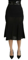 Dolce & Gabbana Chic High Waist Black Silk Blend Skirt