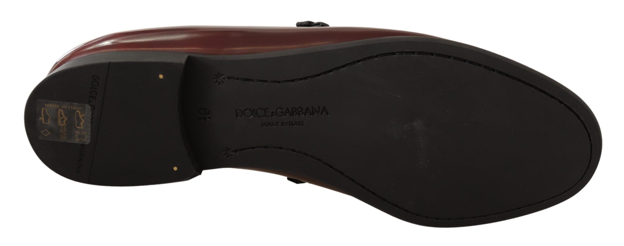 Dolce & Gabbana Elegant Bordeaux Leather Loafers - ACCEXO