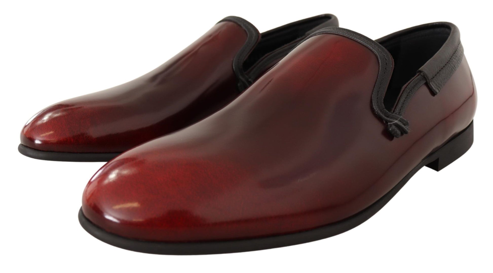Dolce & Gabbana Elegant Bordeaux Leather Loafers - ACCEXO