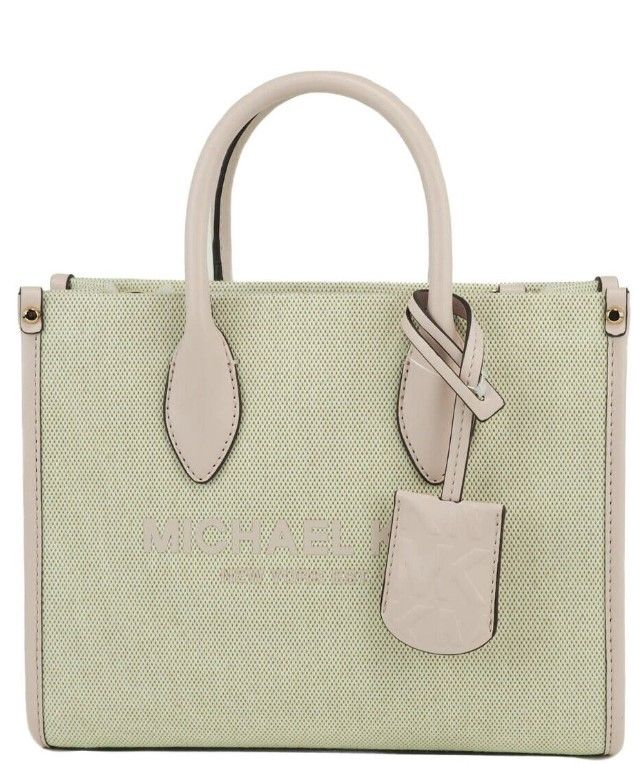 Michael Kors Mirella Small Powder Blush Canvas Shopper Crossbody Handbag Purse - ACCEXO