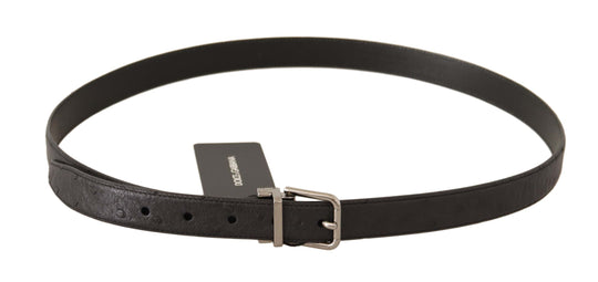 Dolce & Gabbana Elegant Black Leather Belt with Silver Buckle