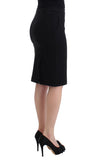 Chic Black Pencil Skirt Knee Length with Side Zip