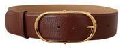 Dolce & Gabbana Elegant Brown Leather Belt with Gold Buckle - ACCEXO