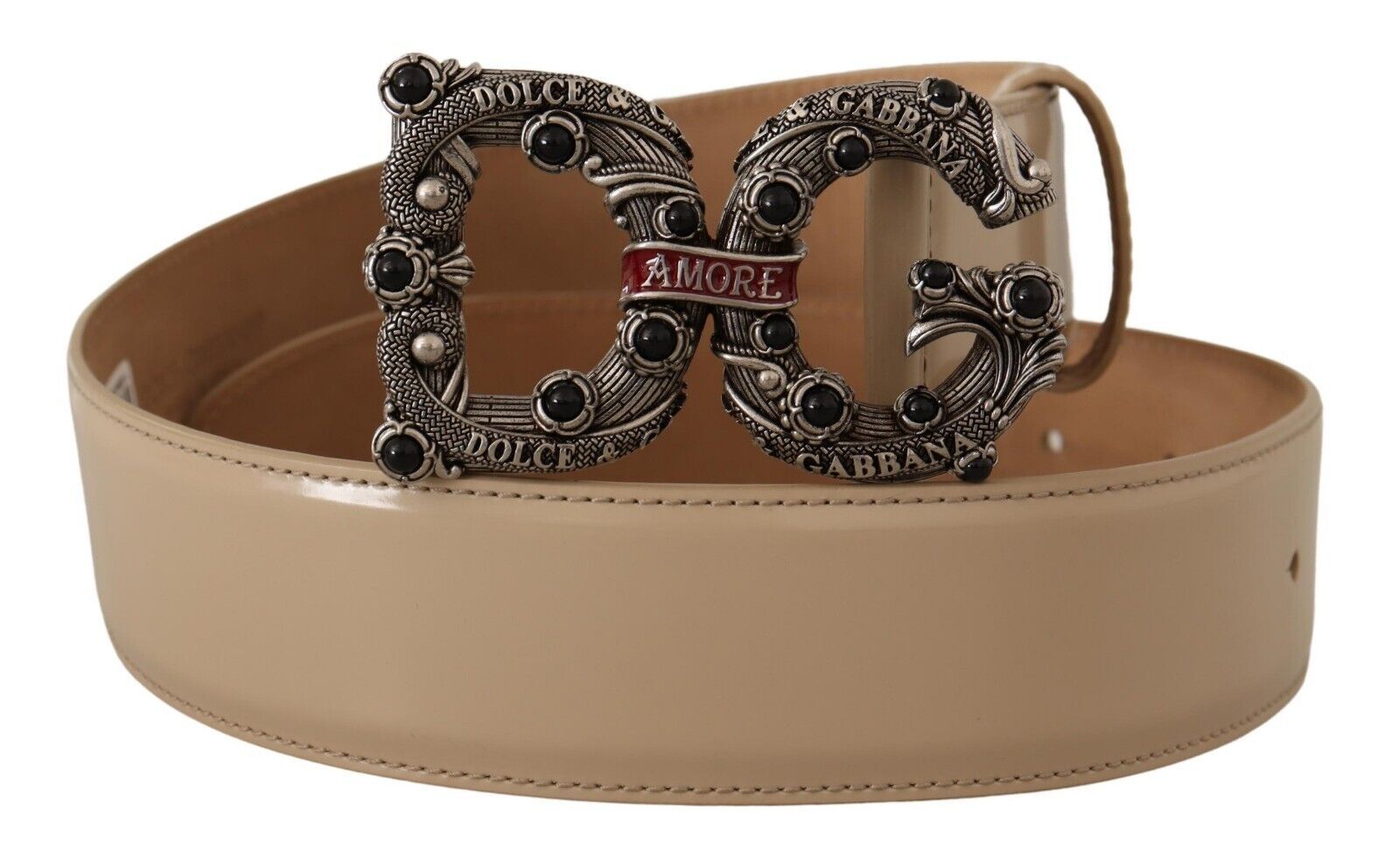 Dolce & Gabbana Vintage-Brass Logo Pearl Embellished Belt - ACCEXO