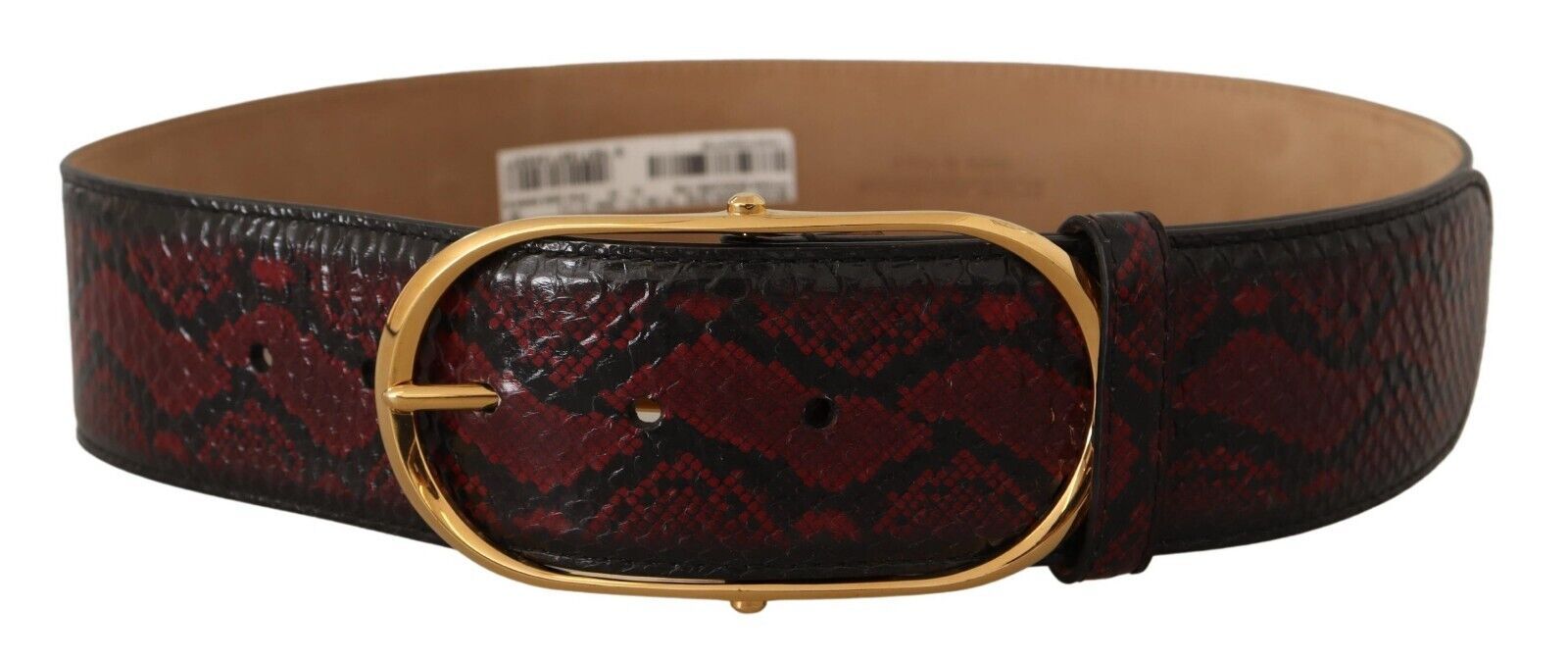 Dolce & Gabbana Elegant Red Python Leather Belt with Gold Buckle - ACCEXO