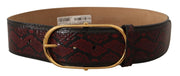 Dolce & Gabbana Elegant Red Python Leather Belt with Gold Buckle - ACCEXO