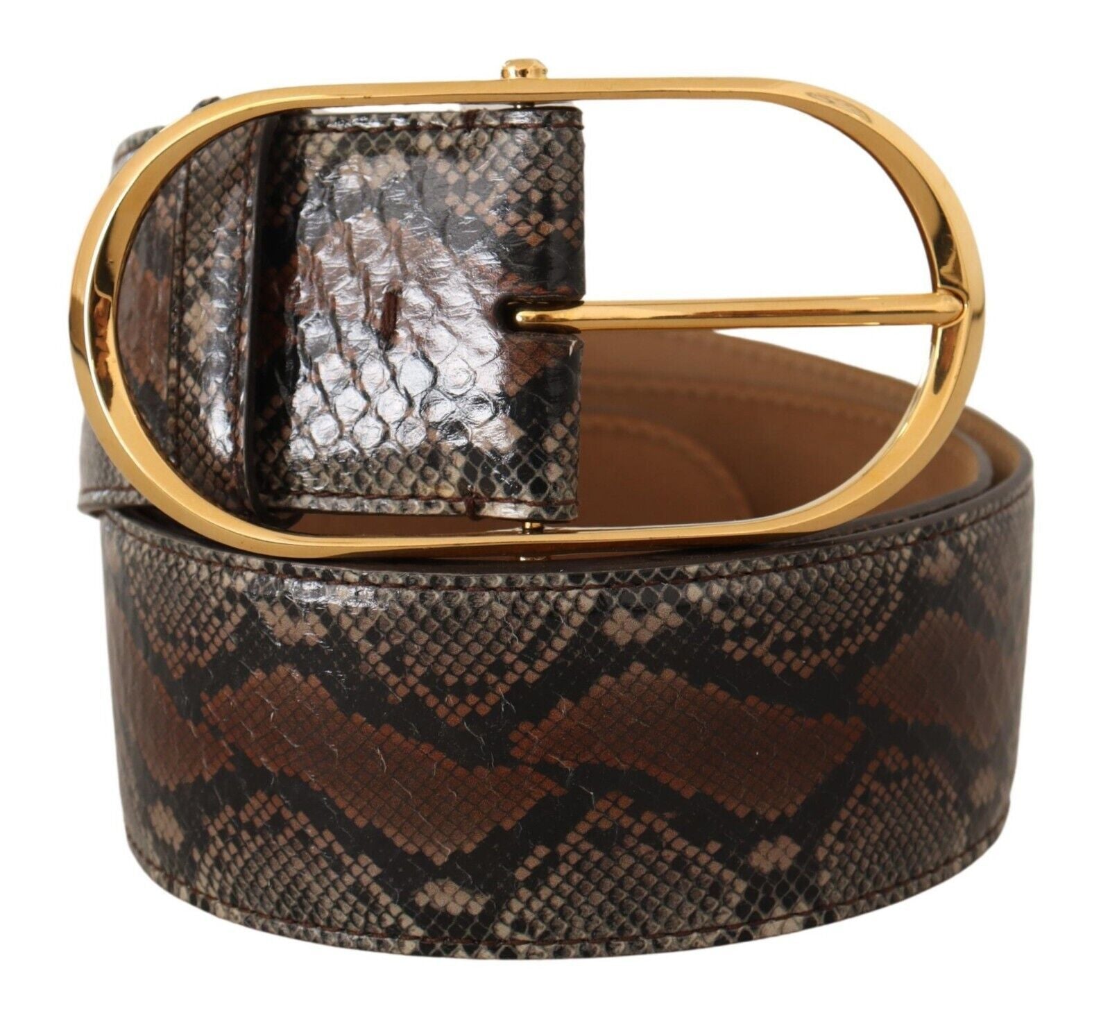 Dolce & Gabbana Elegant Brown Leather Belt with Gold Buckle - ACCEXO