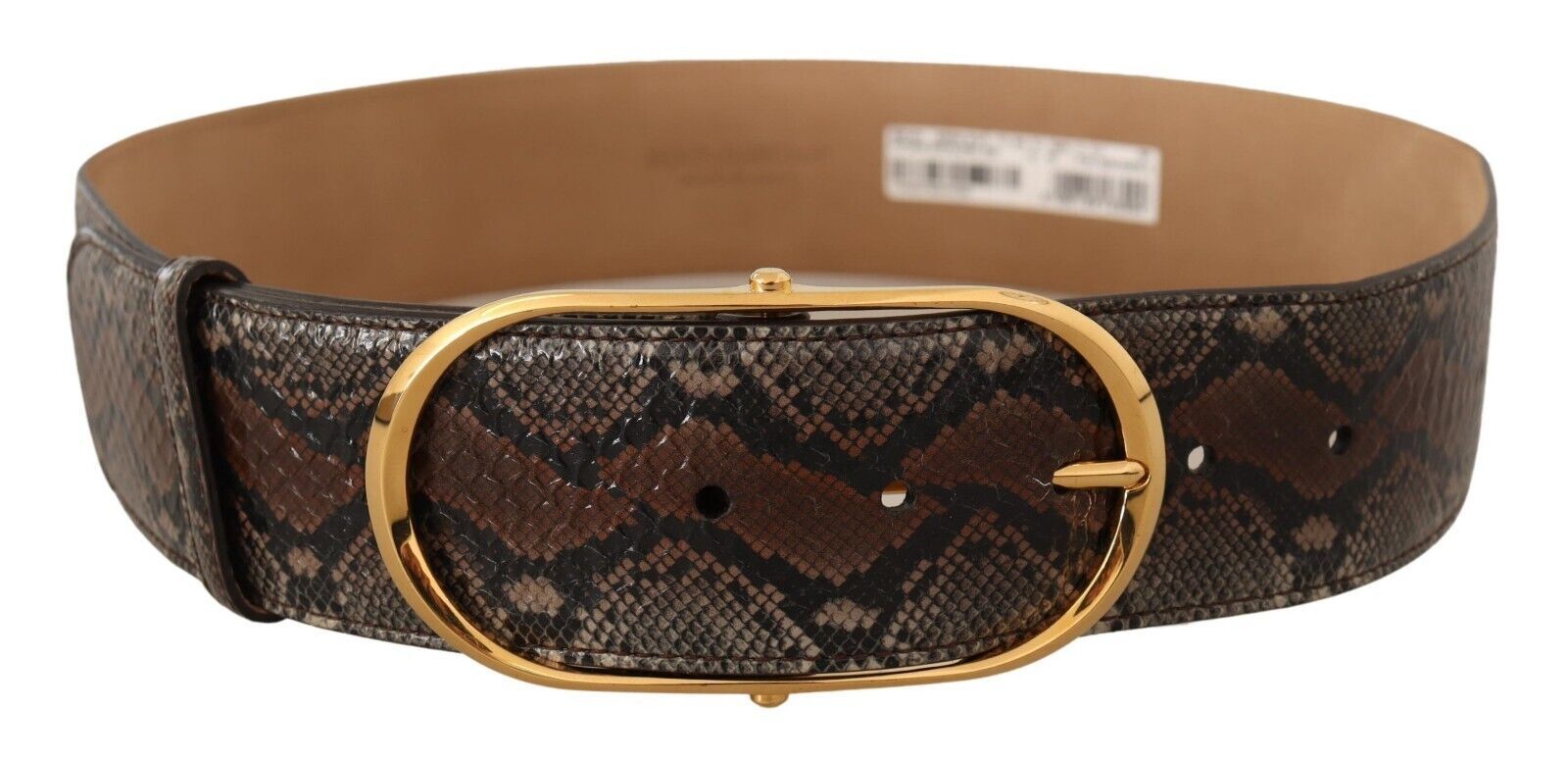 Dolce & Gabbana Elegant Brown Leather Belt with Gold Buckle - ACCEXO