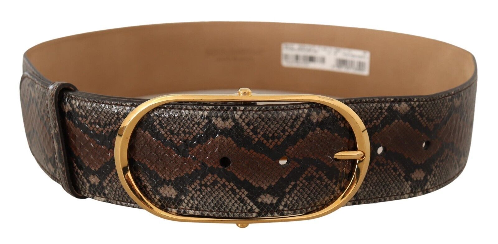 Dolce & Gabbana Elegant Brown Leather Belt with Gold Buckle - ACCEXO