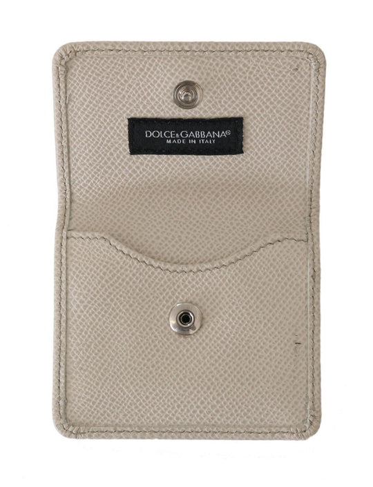 Dolce & Gabbana Chic White Leather Condom Case Wallet