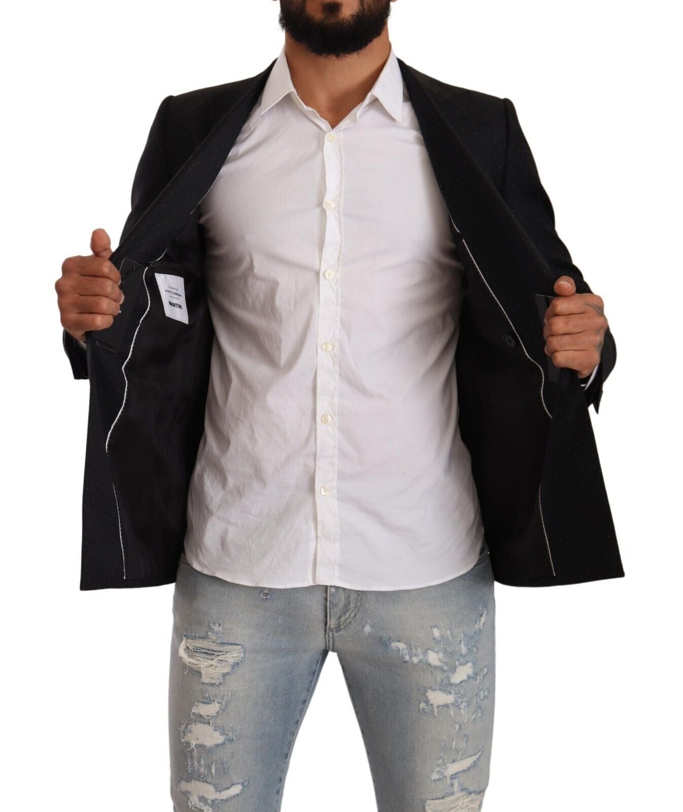 Dolce & Gabbana Elegant Black Dotted Formal Blazer - ACCEXO