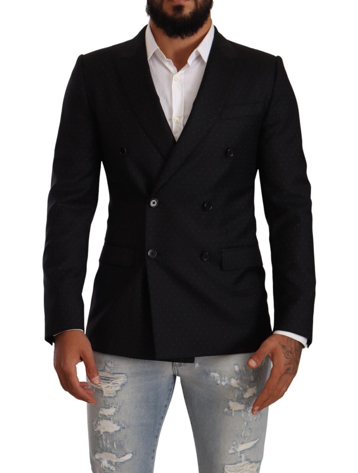Dolce & Gabbana Elegant Black Dotted Formal Blazer - ACCEXO