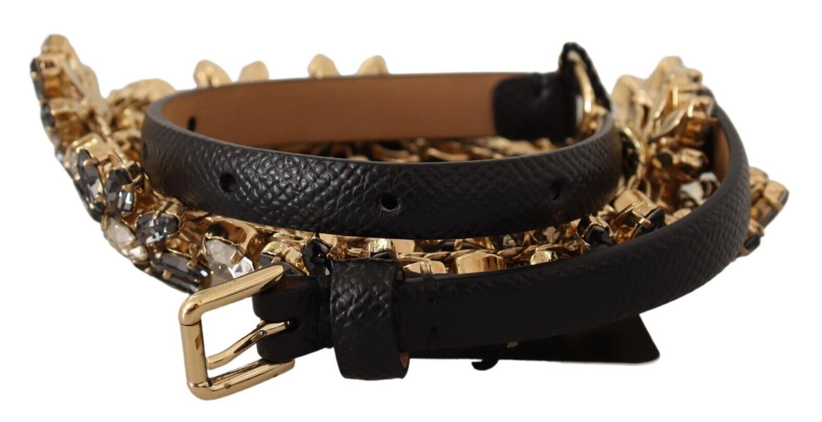 Dolce & Gabbana Elegant Crystal Daisy Chain Leather Belt - ACCEXO