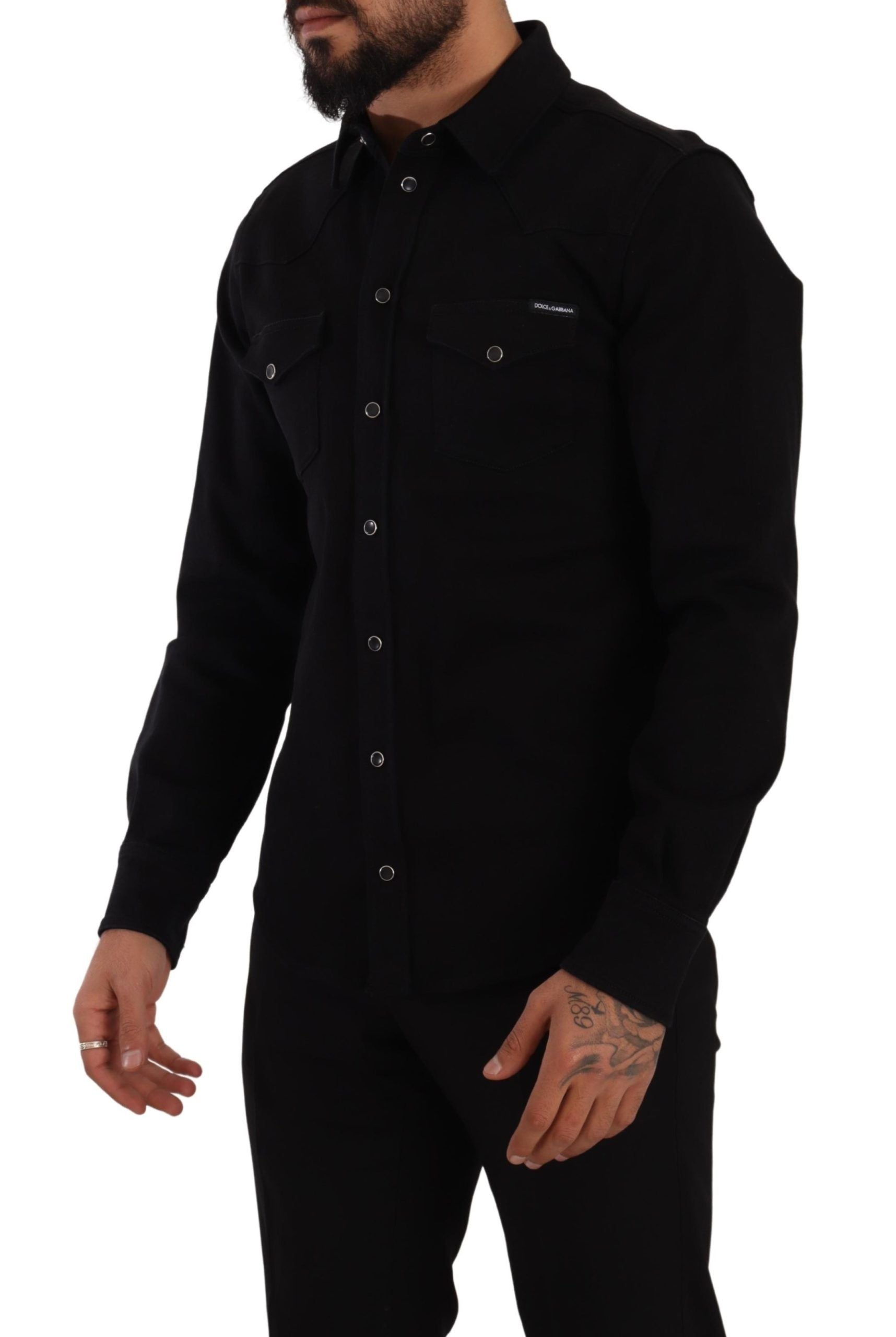 Dolce & Gabbana Slim Fit Casual Black Designer Shirt - ACCEXO